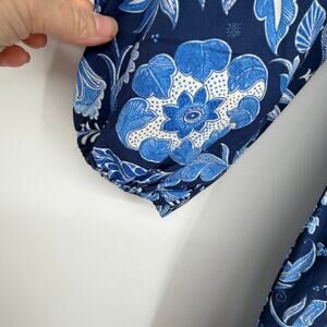 Talbots Tie Waist ShirtDress Whimsical Floral Paisley Traditional Blue 12P